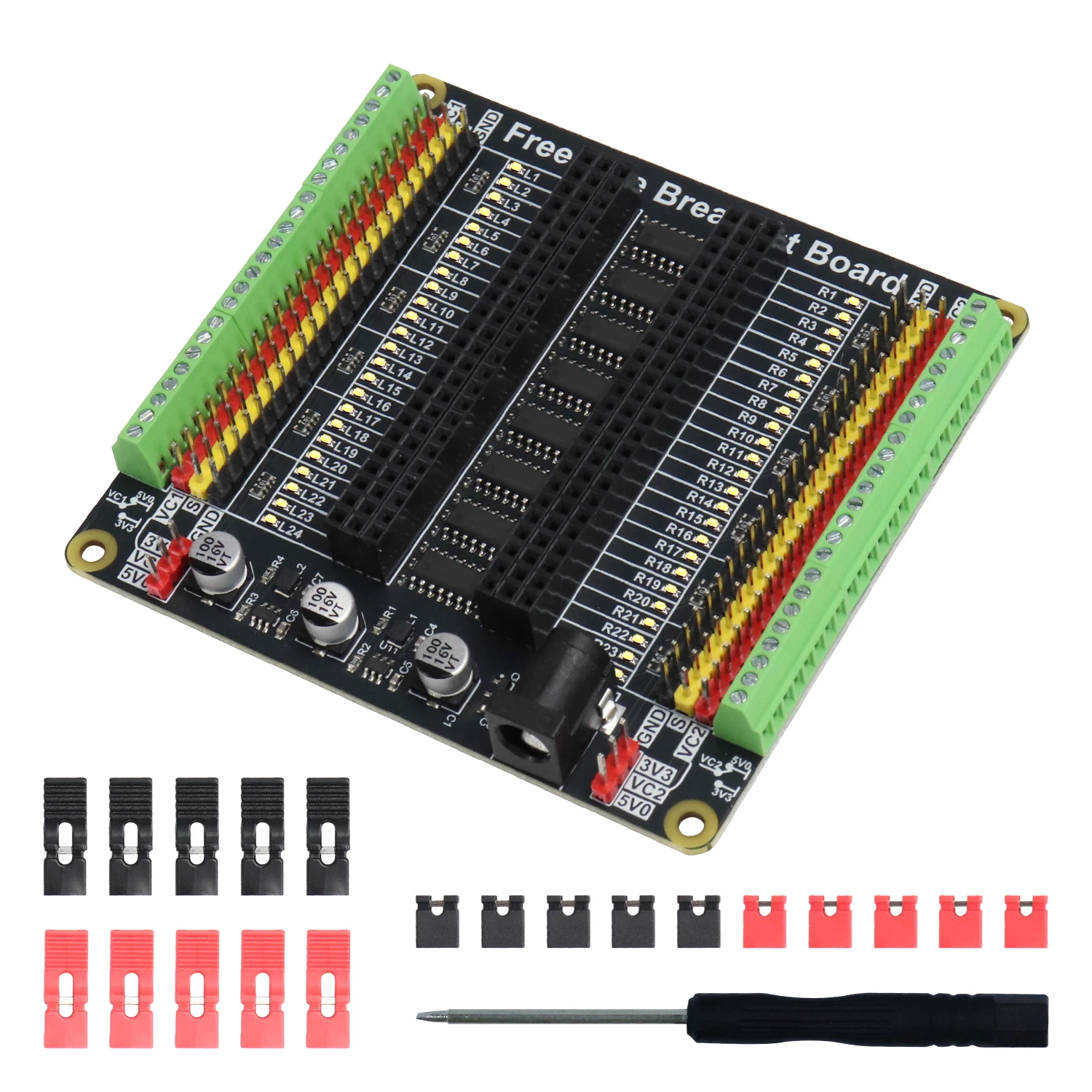 Freenove Breakout Board for Arduino Nano Micro Raspberry Pi Pico 1 2 W ESP32 ESP8266, Terminal Block Shield HAT, GPIO Status LED