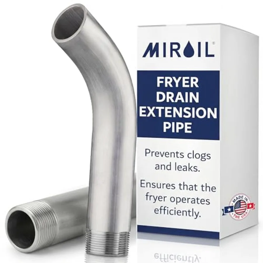 

Deep Fryer Drain Pipe - Inner Diameter.5" .6" Outer x 9.5" - Oil Fryer Drain Extension Pipe - Easy Installation - Curve Out Fit