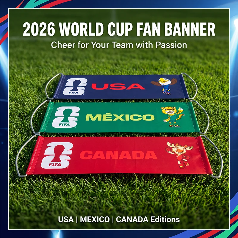 Retractable Fan Banner 2026 FIFA World Cup Official Licensed,Football Match Hand Cheer Flag Portable Stadium Souvenir Gift