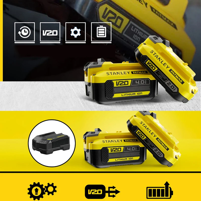 Imagem -05 - Stanley-bateria Universal da Série Fatmax 20v 2ah 4ah 6ah para Scv001 Scg400 Sbw910 Sbg700 a Mais Nova Plataforma do Artesão