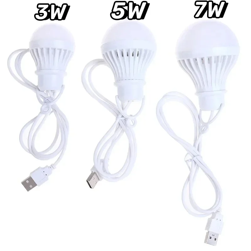 3/5/7W USB Lamp Bulb 5V Portable Camping Lantern Lamp LED USB Power Reading Book Light For Outdoor Camping Tent Lighting