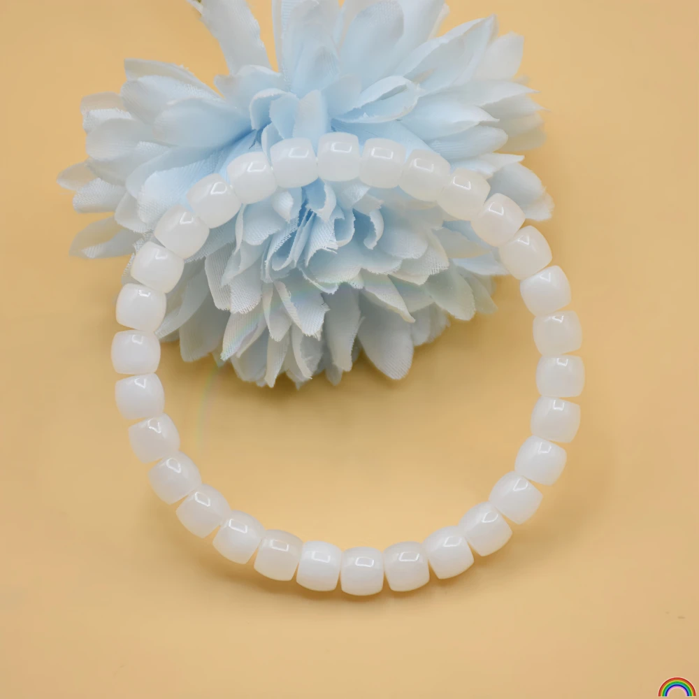 Natural Hotan Jade Mutton Fat White Jade Straight Cut Hand String Lip Reflecting Snow Old Material Jade Bead Bracelet Rwbuy