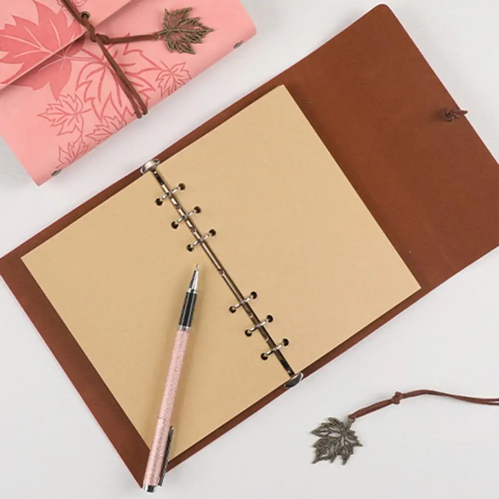 Amplamente aplicado material escolar retro maple leaf print notebook para o presente