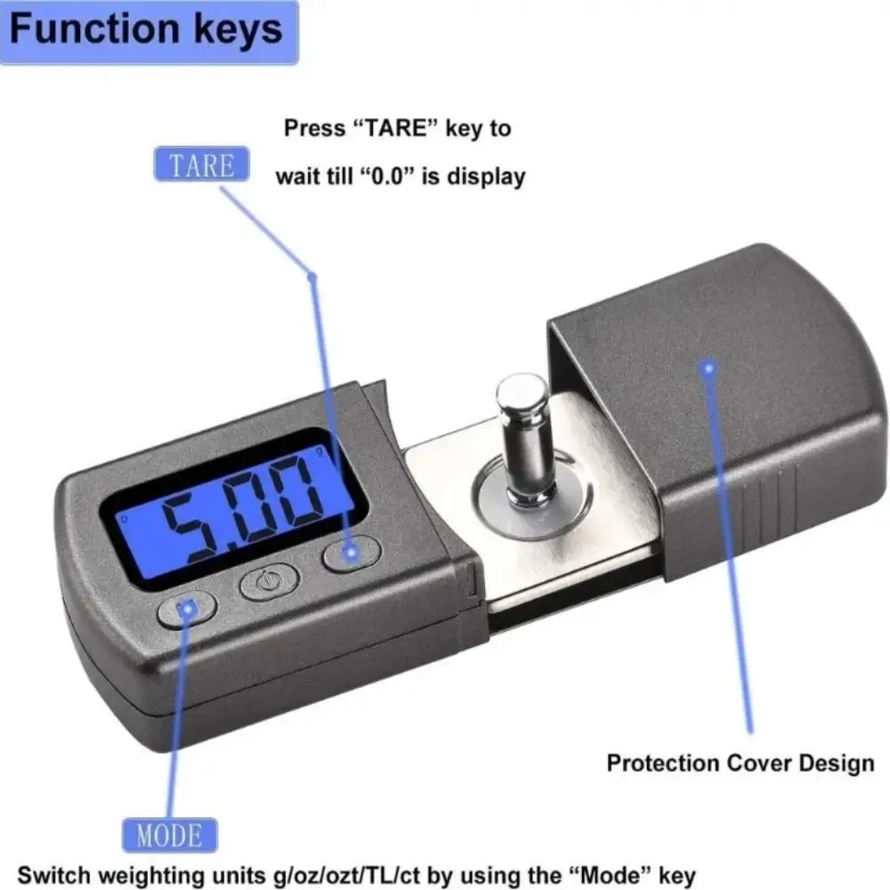 High Precise Digital Turntable Stylus Force Scale Portable Backlight Phonograph Needle Pressure Gauge 0.01g Accuracy Black Glue