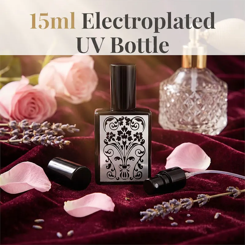 15ml Random Patterns Electroplated UV Glass Perfume Bottle Refillable Atomizer Fine Mist Spray Bottle Portable Travel Bottle