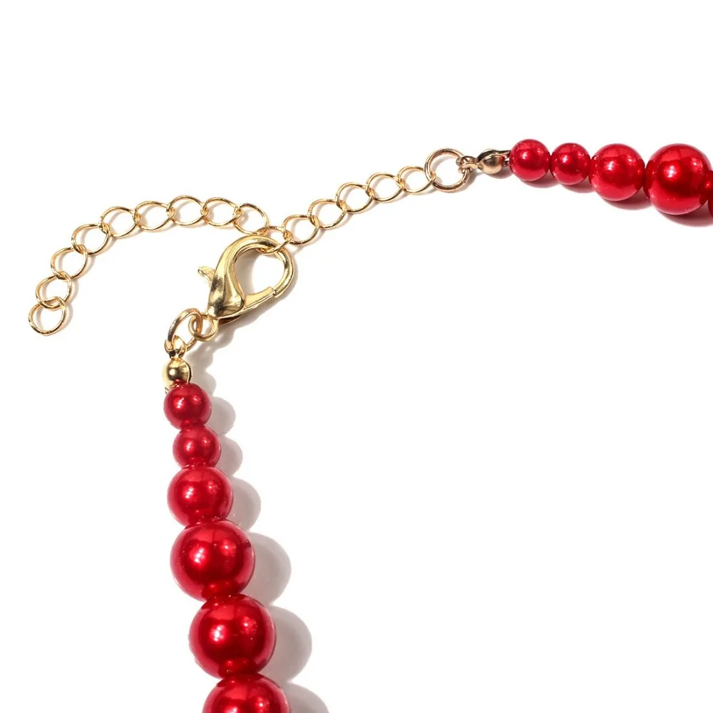 Set di collane di perle grandi eleganti vintage, lunghezza 42 cm, esagerazione, grandi sfere, perline, catena, girocollo, catena rotonda di lusso con clavicola femminile