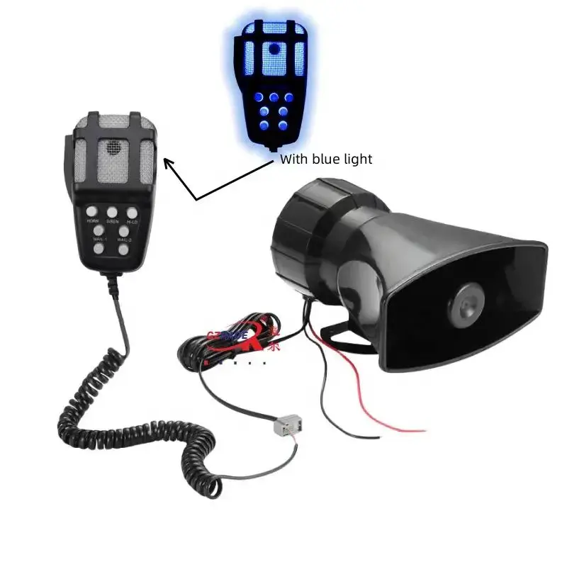 

12V 100W 7 Sound Blue Flashing Speaker Wireless Electronic Siren Loud Car Warning Alarm Fire Siren Horn Speaker With Light