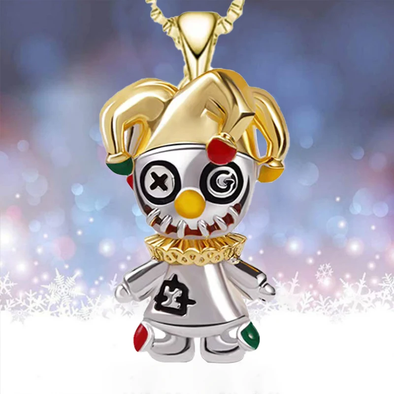 Funny Ghost Doll Circus Clown Necklace for Women Cartoon Character Pendant Hip-hop Birthday Party Jewelry Collares Para Mujer