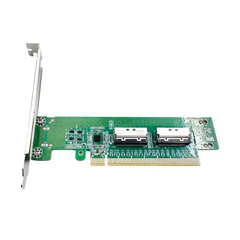 XT-XINTE PE5160-4IL PCIe5.0 x16 to 2-Port MCIO 8i Slim Adapter Card Conveter Card Support Motherboard Bifurcation PCI-E