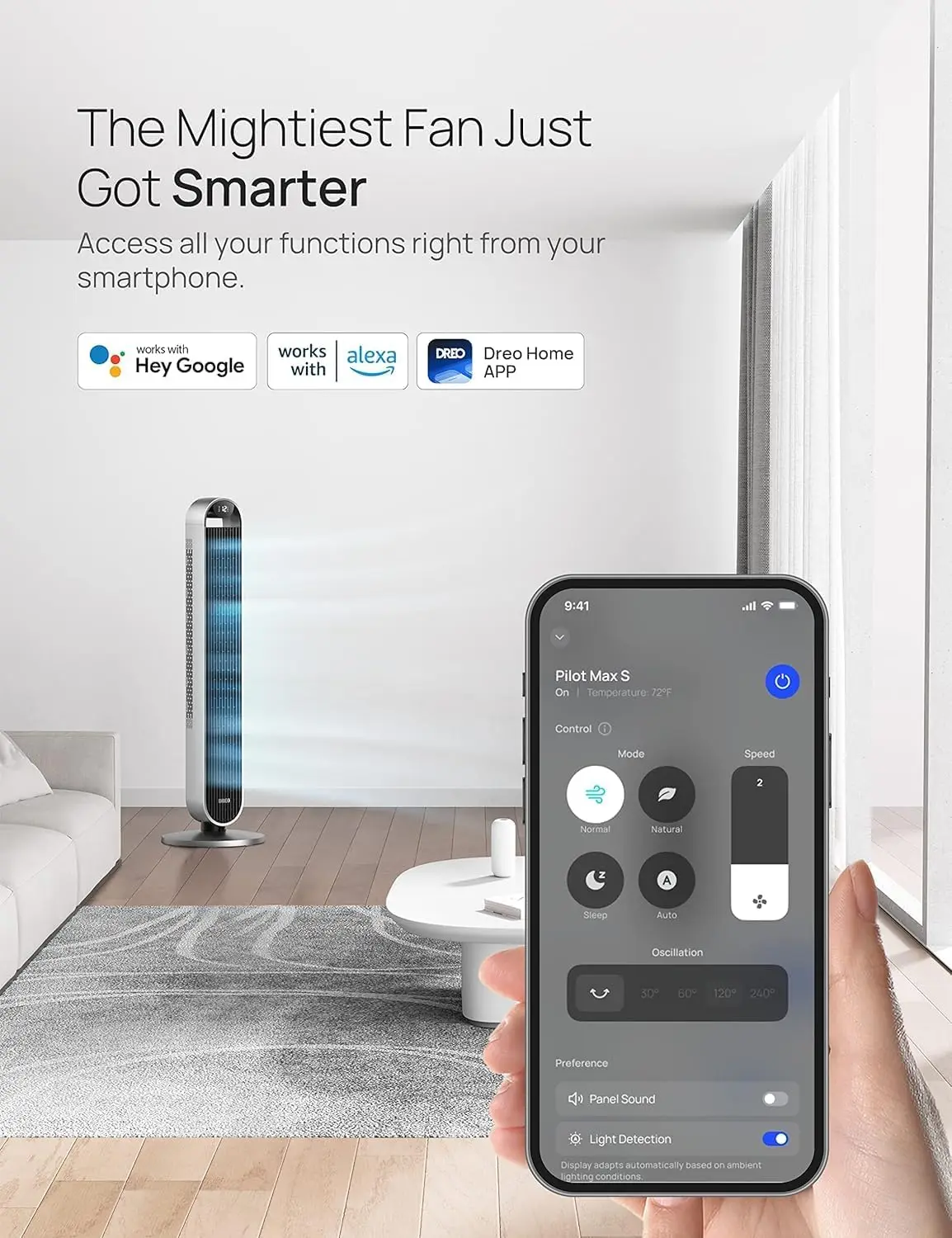 Tower fan for bedroom, 12 speed, 4 mode, 12 hour timer cooling fan for home, living room