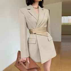 French High-end Waist Slimming Suit Dress for Women Spring New Temperament Versatile Mid-length Strappy Jacket