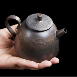 Japanese Imitation Copper Retro Small Teapot Kung Fu Tea Set for One Person Rust Glaze Stoneware Gilt Single Pot Household Maker