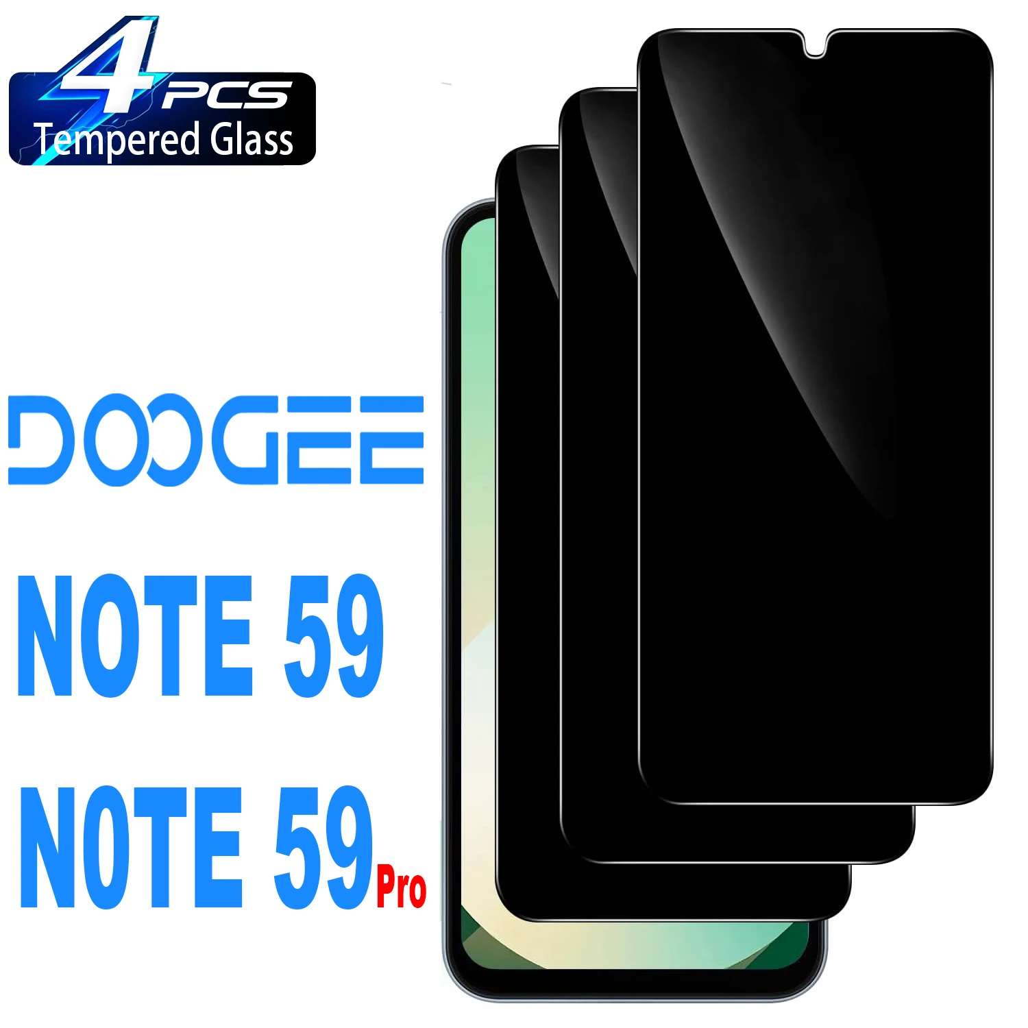 For DOOGEE Note 59 / Note 59 Pro Anti Spy Tempered Glass Screen Protector Privacy Glass Film