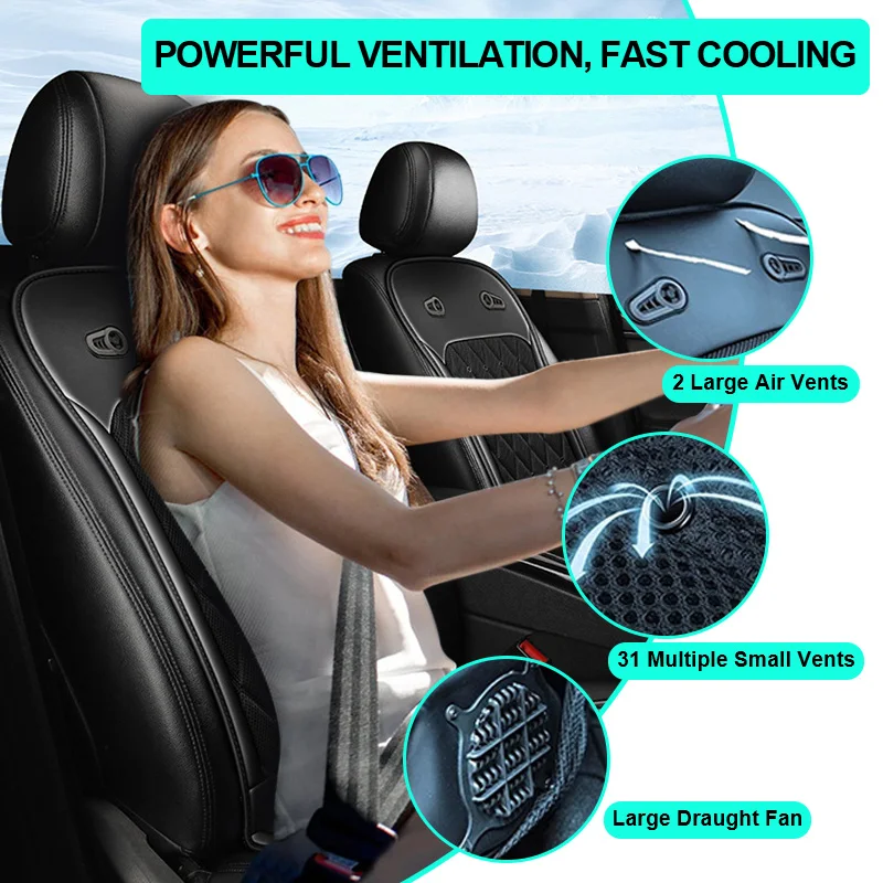 

This Is A Black Adjustable 12V/24V Car Seat Cushion With Cooling Function For Summer Use. It Is Suitable For Suvs And Trucks