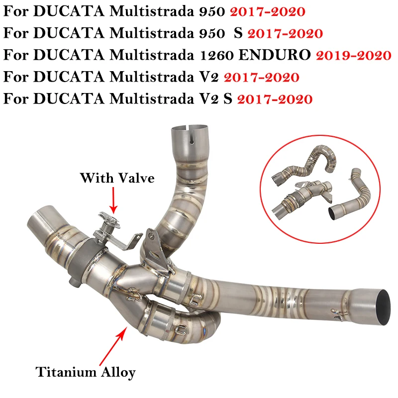 

Titanium Alloy Slip On For DUCATA Multistrada 950\950S 2017 - 2020 Motorcycle Exhaust Middle Link Pipe Muffler Connect Tube