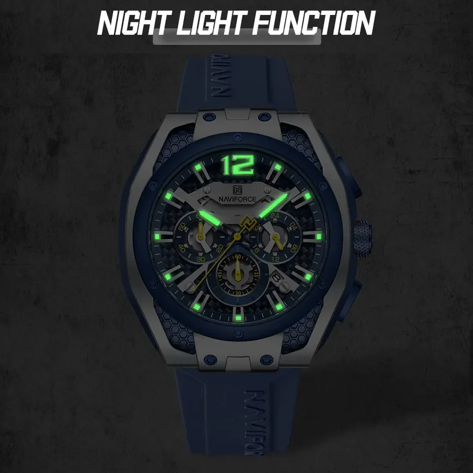 NAVIFORCE 8063 Top Brand Men Quartz Watch Multifunction Sport Chronograph 3ATM Waterproof Wrist Watch Clock Relogio Masculino