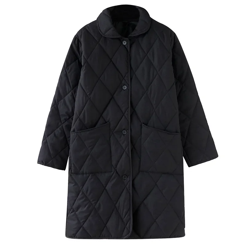 Pop Popแฟชั่นเสื้อแจ็คเก็ตผ้าฝ้ายบางผู้หญิงกลางความยาวน้ําหนักเบาฤดูหนาวOuterwearแฟชั่นฤดูใบไม้ผลิฤดูใบไม้ร่วงผ้าฝ้ายปักเป้าPa