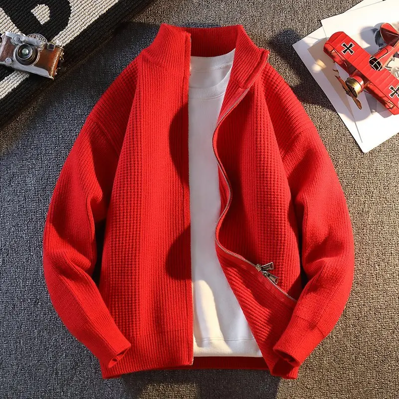 

Новый мужской кардиган-свитер весна 2026: модный, удобный, больших размеров, высококачественный, однотонный, свободный, вязаный