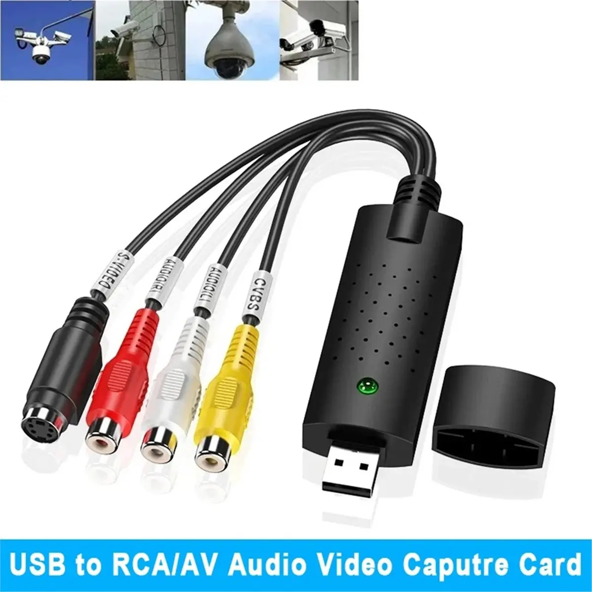 (BOFF) Conversor de Vídeo e Áudio USB 2.0, Cartão de Captura Easy Cap, Adaptador de Captura de Vídeo e Áudio para TV, DVD, VHS