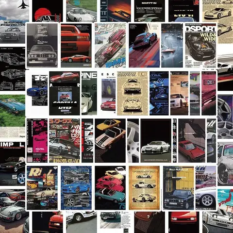 10/30/50pcs JDM Retrofit Racing Car Poster Stickers Classic Cool Sticker Decoration Skateboard Phone Notebook Waterproof Decals