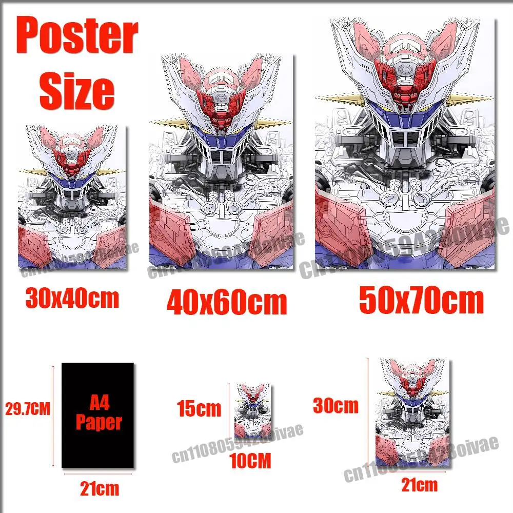 M-Mazinger Z Robot Kouji Kabuto Poster Sticker For Bars 40x60cm Self-adhesive Ornament Collectibles Playbill Cover