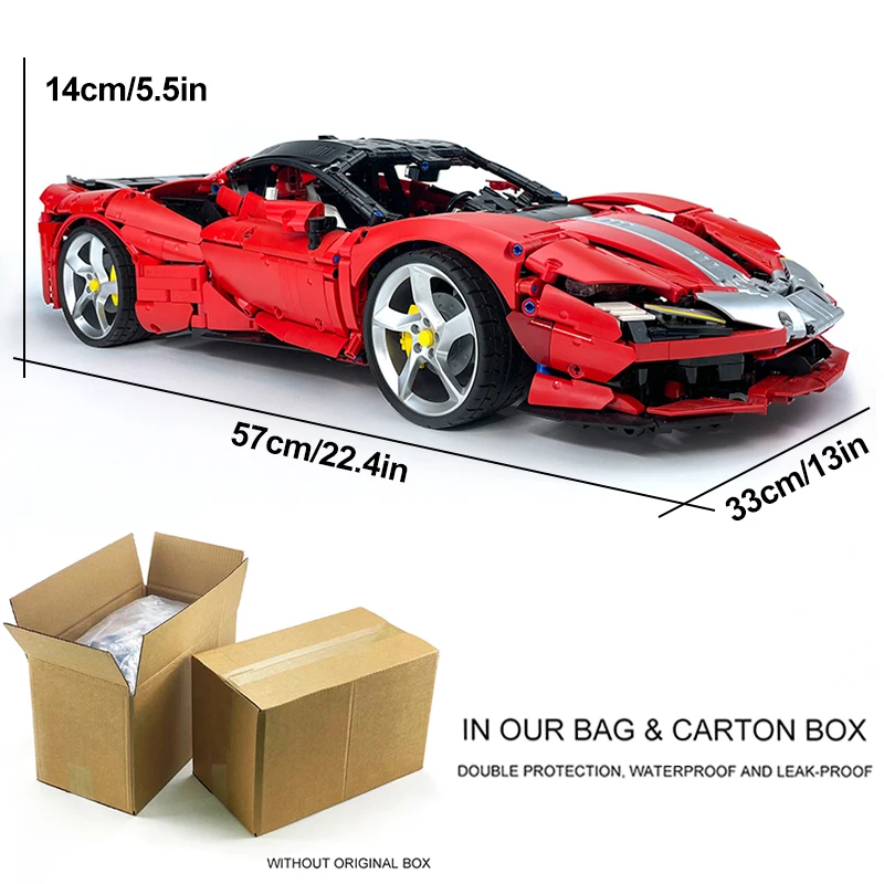 Detailed MOC Technical SF90 Sports Car Custom Vehicle 1:8 Model Building Block Brick DIY Puzzle Toys Assembly Christmas Gift Kid