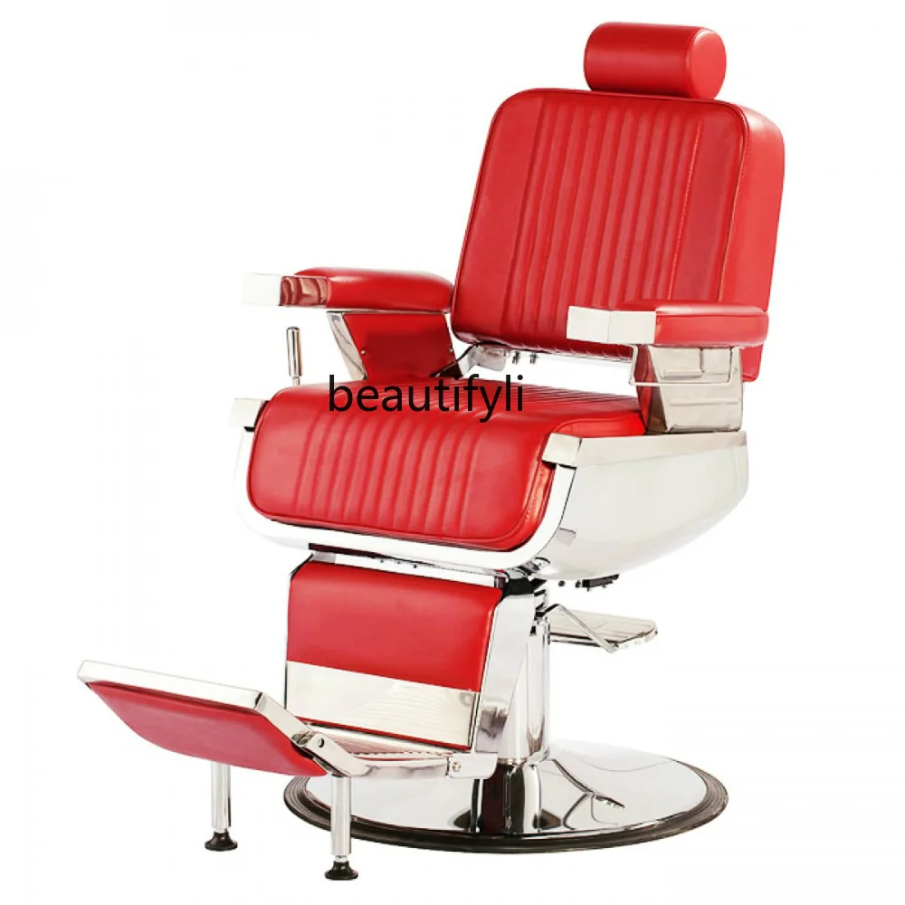 Barber Chair Hair Salon Chair Stainless Steel Hydraulic Lifting Comfortable Barber Shop Hair Cutting Chair Aluminum Alloy