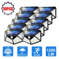 1-10Pcs 100 LED Wall Lights Outdoor Solar Lamp PIR Motion Sensor Solar Powered Sunlight Street Light for Garden Decoration