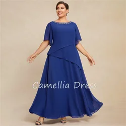 New Scoop Neck Mother Of The Bride Dress Ankle Length Chiffon Beading A Line Formal Dresses Vestidos Mae Da Noiva Casamentos