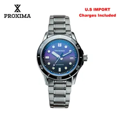 Proxima PX1740 39mm Men Mechanical Watches C3 BGW9 Sunburst Dial Sapphire Glass Automatic Watch Ceramic Bezel 10Bar Luminous