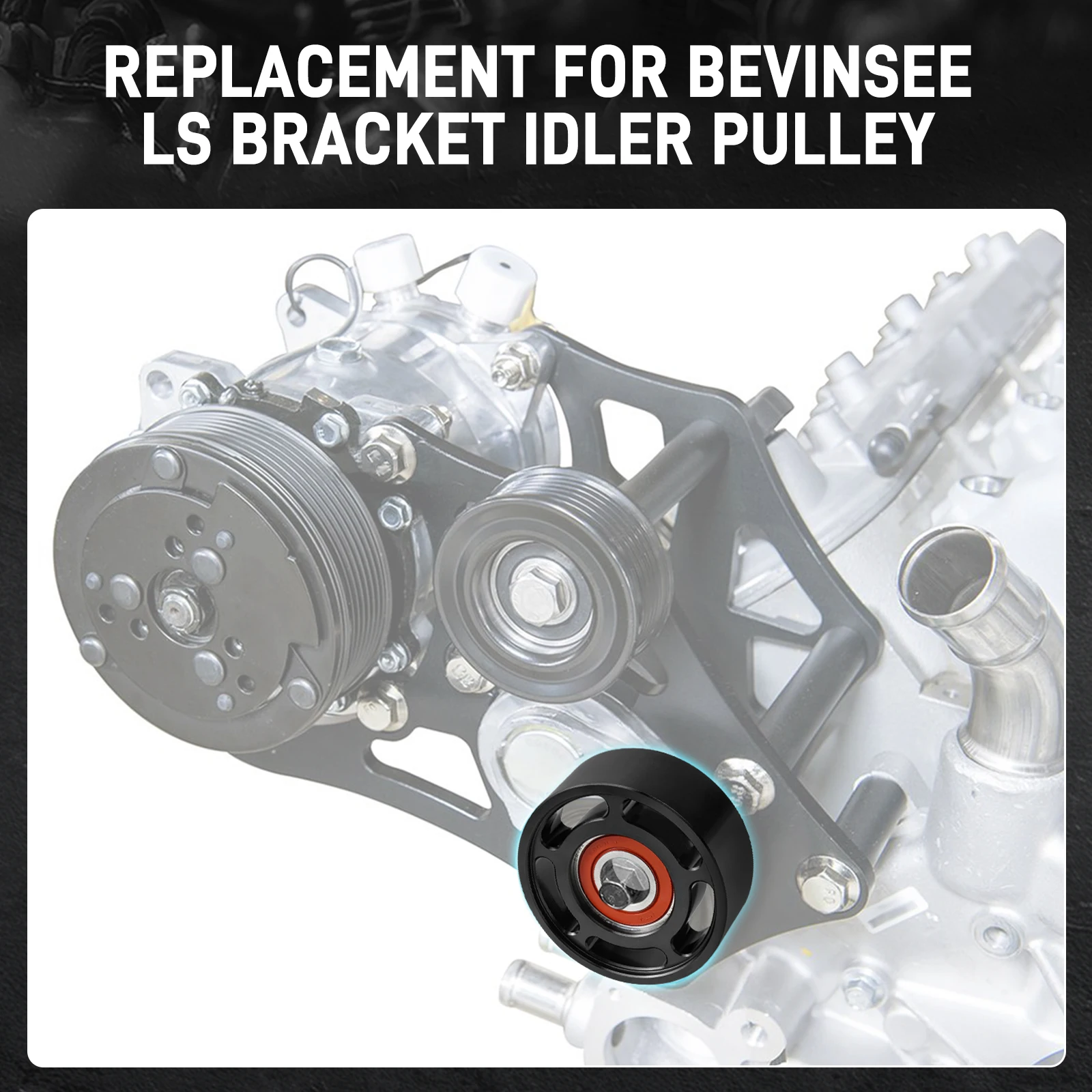 BEVINSEE Puleggia folle liscia in alluminio Universale Per puleggia folle con staffa LS Per puleggia a facce lisce da 76,0 mm x 6 coste