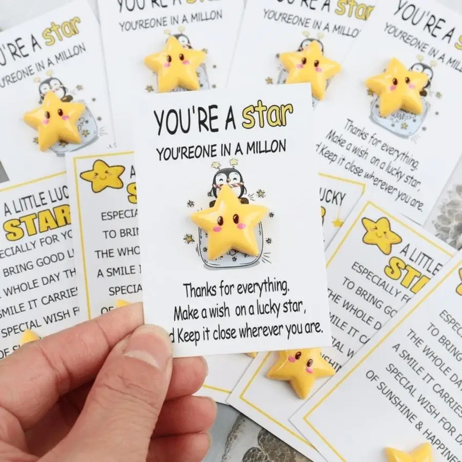 1/5/10/20/50/100pcs Interesting Resin Stars with 'You Are Amazing' Encouragement Cards Suitable for Family And Friends Lucky Gif