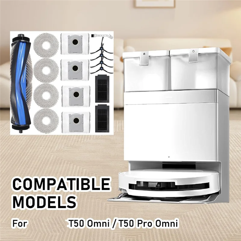 JDZD مكانس كهربائية للكنس الملحقات مجموعة ملحقات ل Ecovacs Deebot T50 Pro Omni / T50 Omni قطع غيار المكنسة الكهربائية