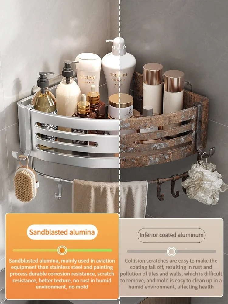 No-Drill Bathroom Shelf Shelves Shampoo Makeup Storage Holder Kitchen Organizer Wall Mounted Bathroom Accessories image 5