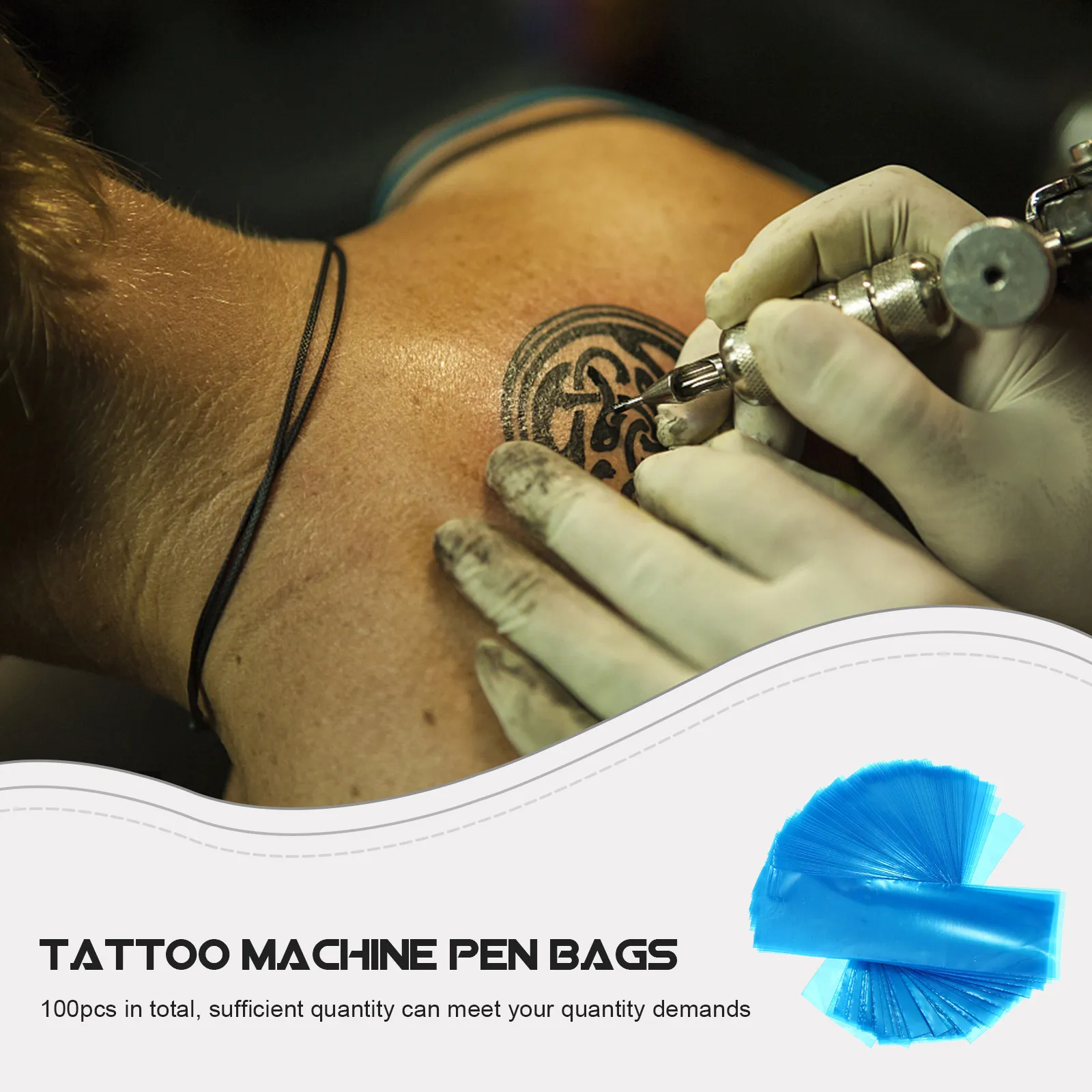 

100 шт. защитных чехлов для тату-машинок, одноразовые гигиенические пакеты-рукава для ручек, синие аксессуары, защитные чехлы