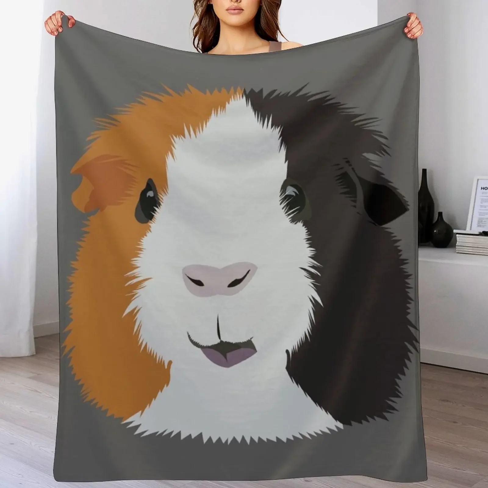

Orange, White, and Black Guinea Pig Throw Blanket Hairys Bed Fashionable wednesday Giant Sofa Blankets