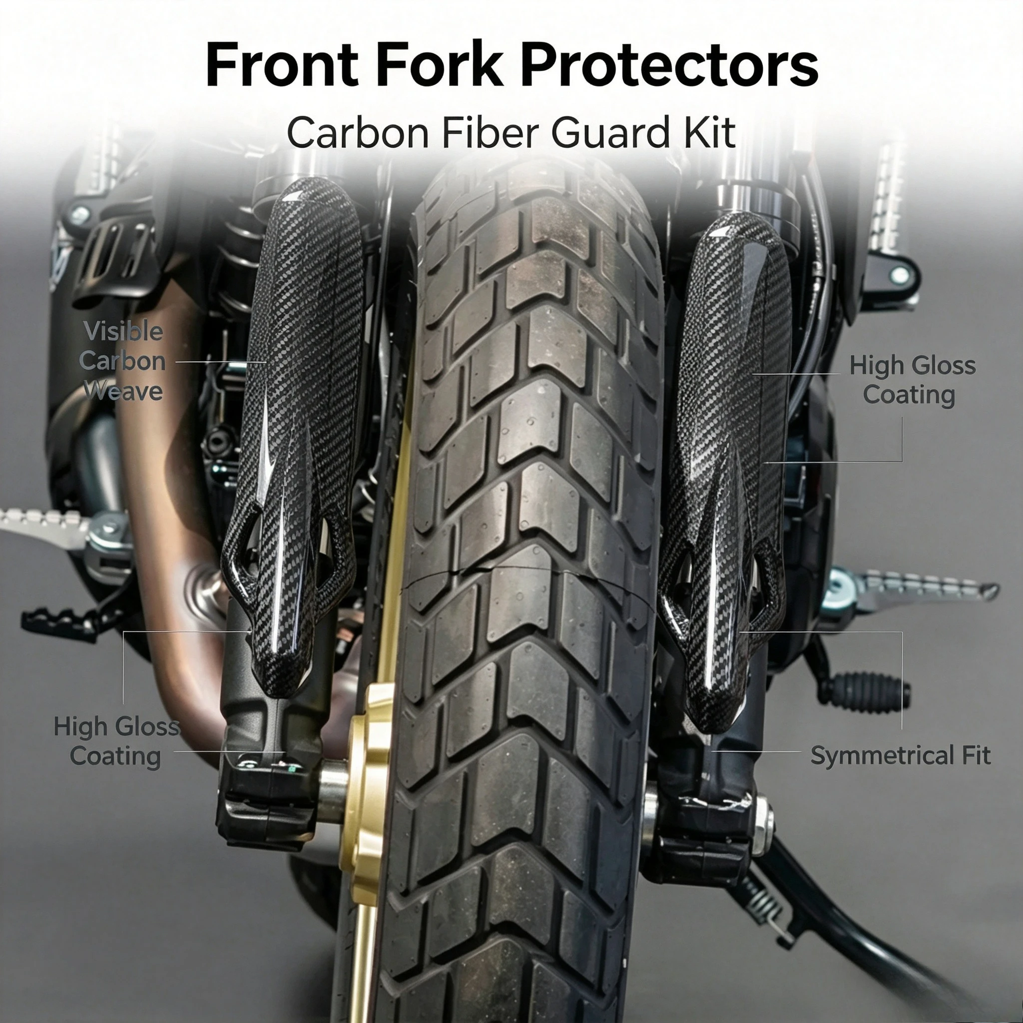 Carbon Fiber Motorcycle Front Shock Absorption Protection Cover for Ducati Scrambler 800 2015-2026