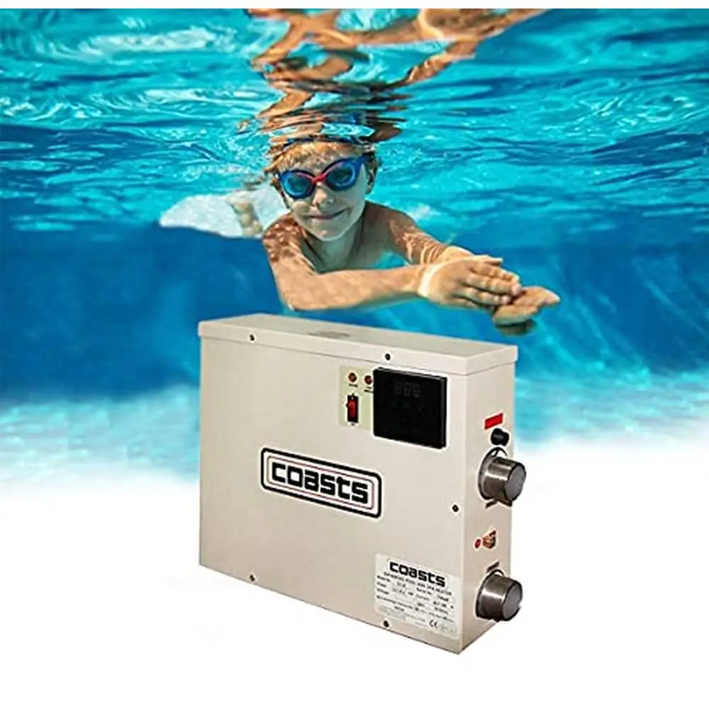 Swimming Pool Heater 18KW 65000 Btu/Hr 316# Stainless Steel Quick Heating Pools Spas Bathtubs 240V 75A 60HZ American Voltage