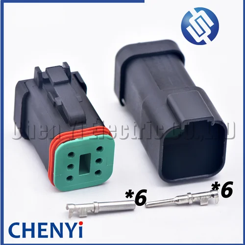 Conector serie DT negro de 6 pines enchufe impermeable DT06-6S DT04-6P DT06-6S-E005 DT04-6P-E005 para vehículos de ingeniería Deutsch