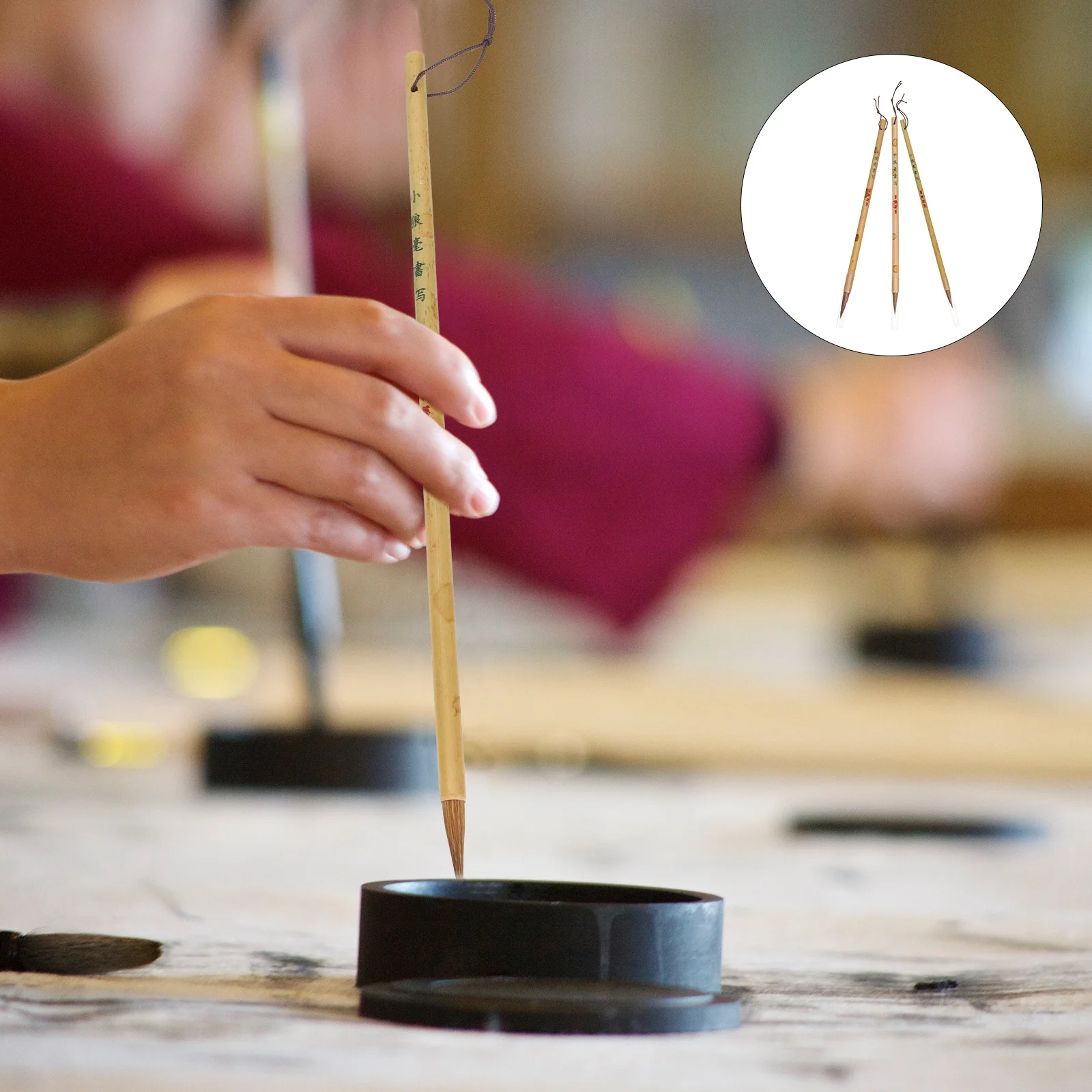 

3Pcs Chinese Calligraphy Brush Pens Reliable Writing Brushes for Calligraphy Painting Drawing Ink Art Supplies