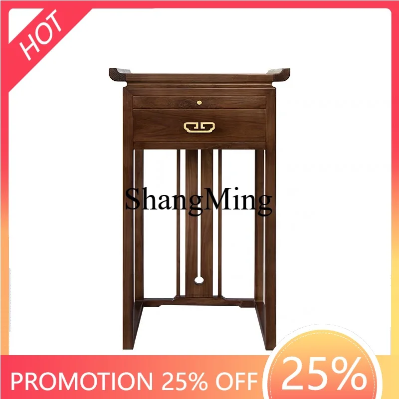 

ZYY high-end sense new Chinese-style offering table God of Wealth black walnut home shrine vertical cabinet