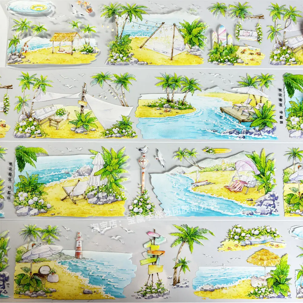 Washi Pet Tape A604 Leisurely Beach Scrapbook Collage Diy Cards Stickers Diyka