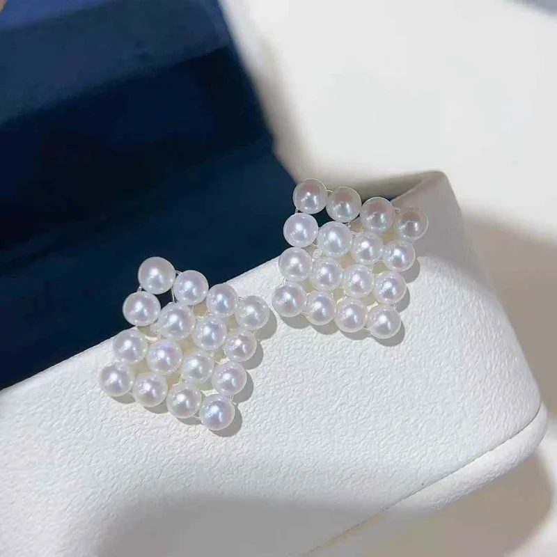 

SGARIT 18K Gold Earrings Hand-woven Aurora Freshwater Akoya Pearls Women Girlfriend Birthday Gift Gold Fine Jewelry