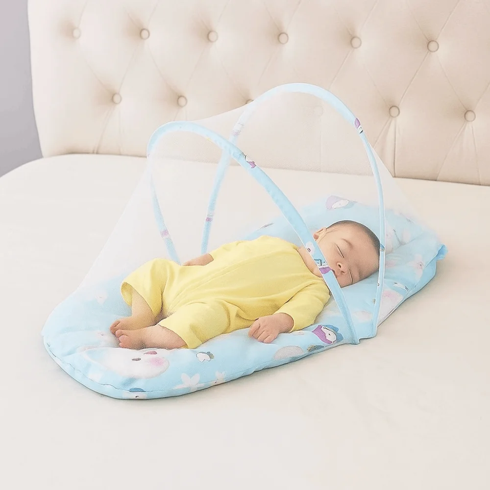 信頼性の高い通気性のあるベビーベッドネット-ポリエステル製-ソフトな幼児用蚊帳-完全保護メッシュ-折りたたみ式ベッドネット-夏用
