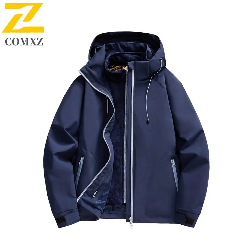 سترة رجالي بقلنسوة ممتازة من COMXZ 2025 سترة سميكة ودافئة لتسلق الصخور معطف كلاسيكي مريح وخفيف الوزن من القطن للشتاء #4