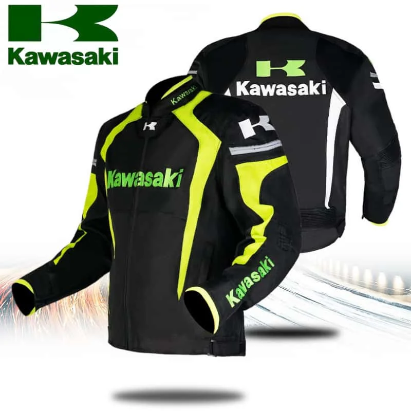 Kawasaki Off Road Motorcycle Jacket Rider Speed Control Warm Windproof Suit Motorcycle Coat With Protector Pads Liner Jacket