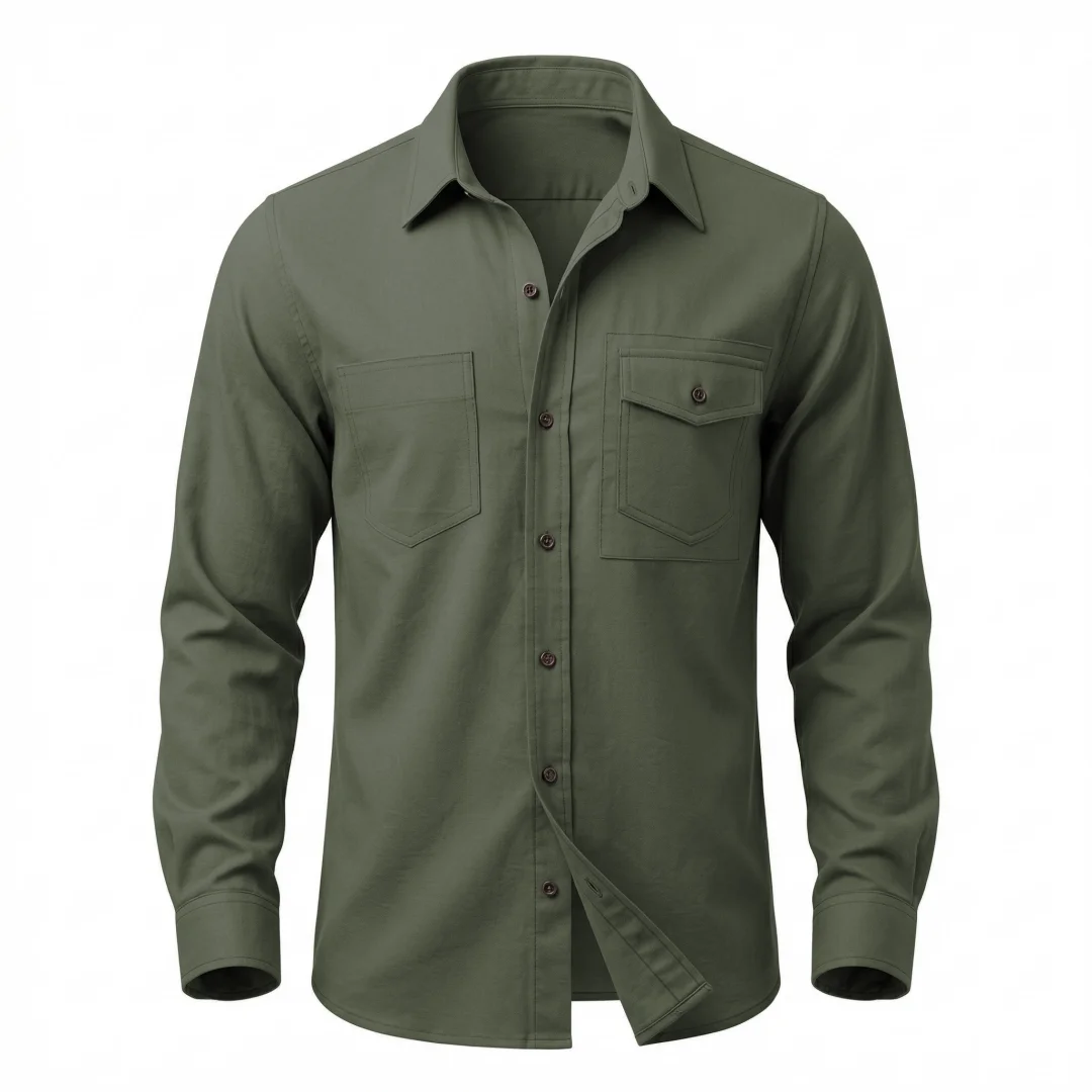 

American Retro Mens Solid Color Long Sleeve Business Shirt Thin Lightweight Cotton Top Spring Summer Casual Pocket Comfortable