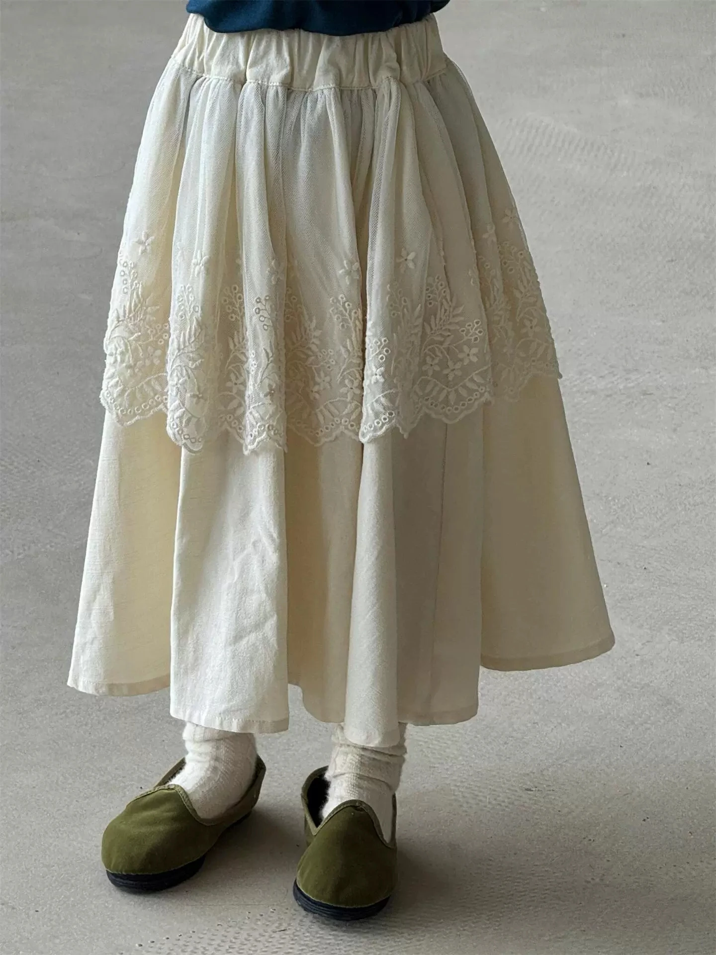Girls Skirts 2025 Autumn New Fashion Stacked Skirt Children Clothes Girls Baby Flowers Embroidery Skirts
