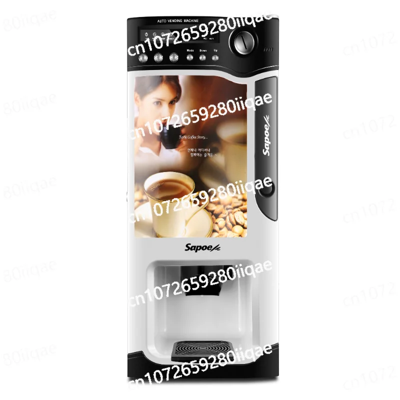 Fully Automatic Coin Pay Stainless Steel 3-Can Premix Hot Drink Cappuccino Latte Coffee Machine