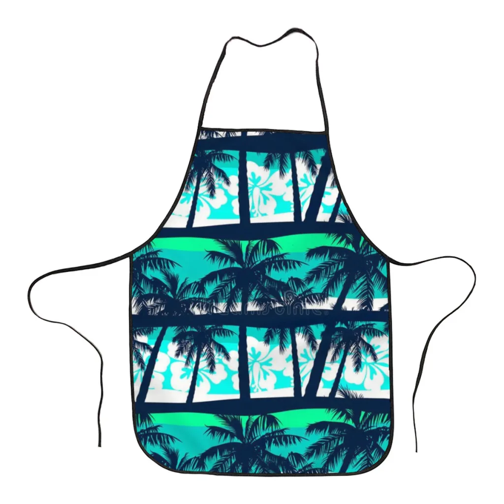 

Coconut Tree Printed Kitchen Women Apron Household Cleaning Composite Pinafore Salon Home Cooking Baking Adult